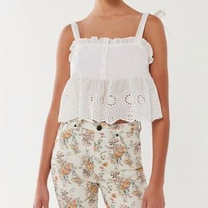 UO Adele eyelet babydoll cropped top
